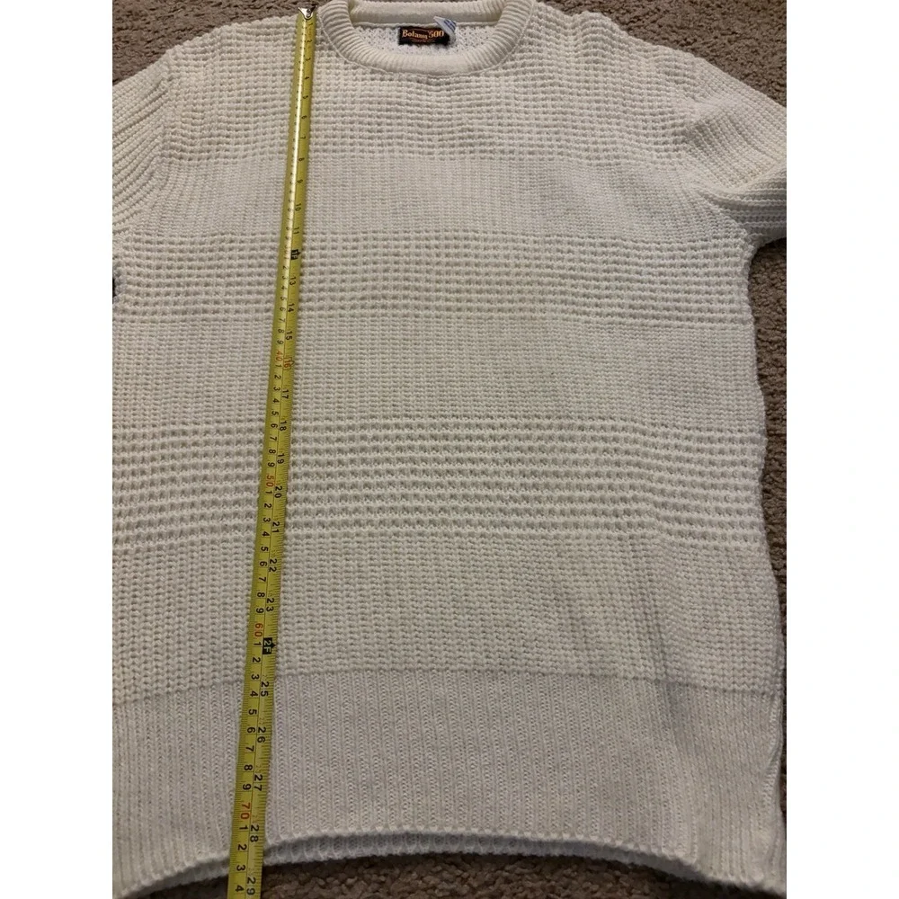 Botany 500 Long Sleeve Knit Sweater Vintage Grandpa USA Acrylic Cream Large JBHS